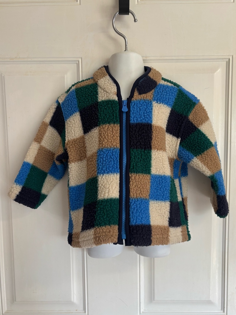 18/24 Months babyGap Navy uniform patchwork Print Sherpa Jacket.  In EUC!